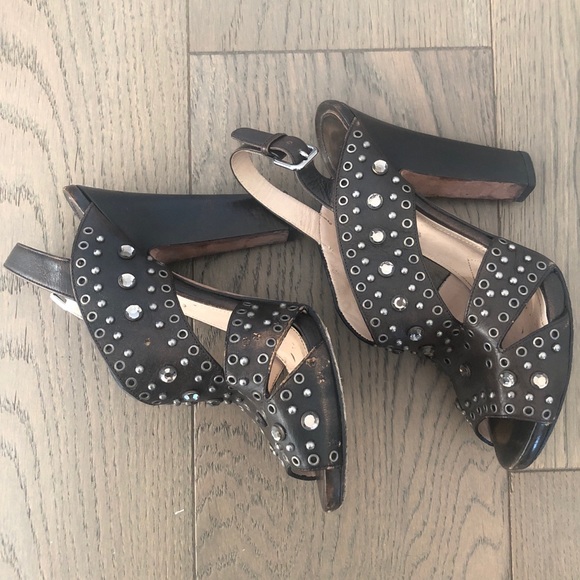 Prada Brown Leather Sandals with Crystals 39 - Picture 5 of 7